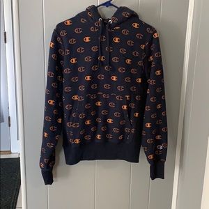 champion blue and orange hoodie